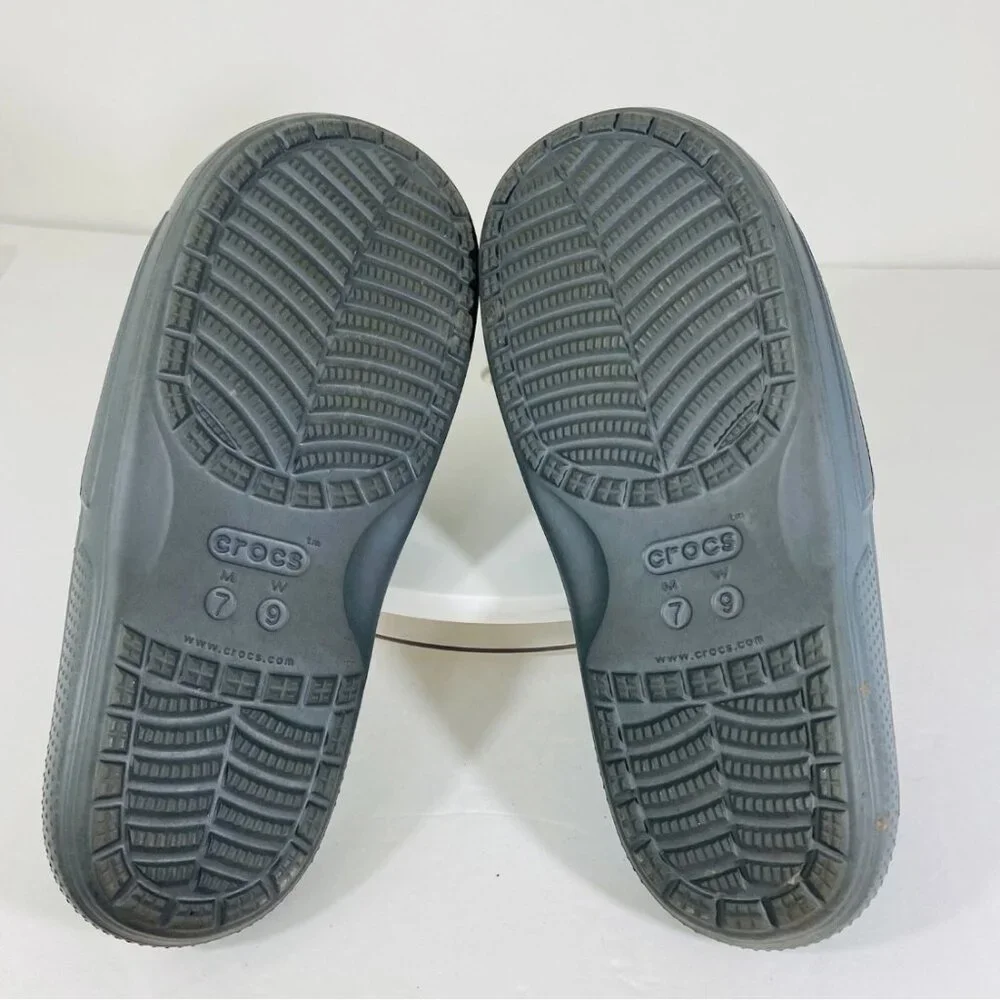 Crocs Comfort Slide Sandals Womens 9 Gray Band Slip On Active‎ Resortwear Gym